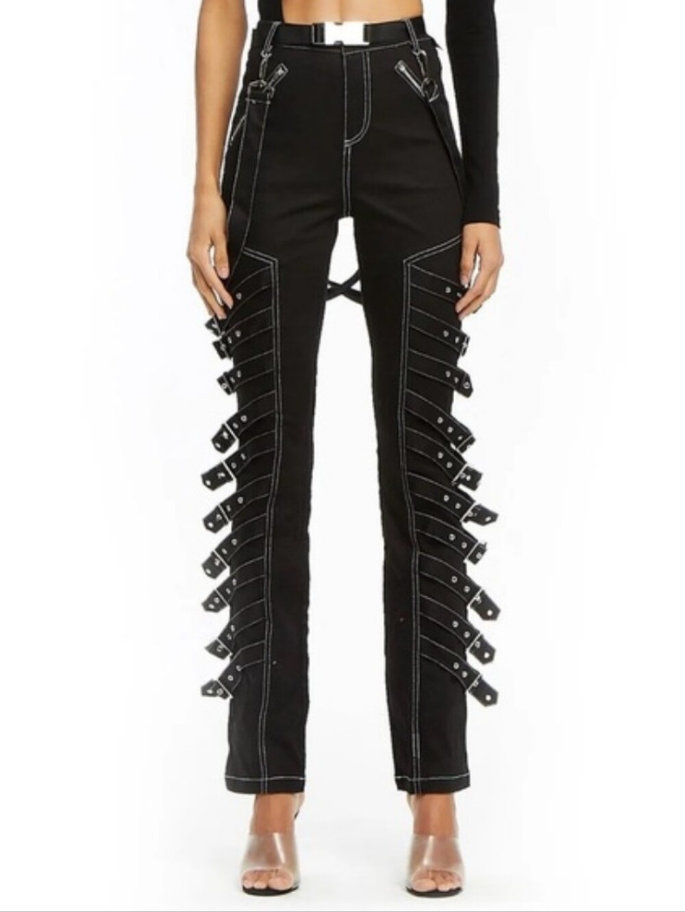 I.AM.GIA Black Strap-Detail Buckle Pants